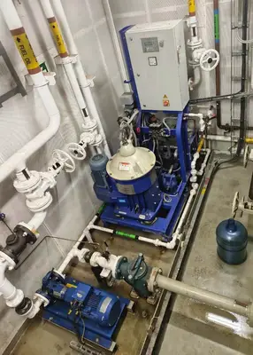 Alfa-Laval S-921 fuel/lube oil purifier skid, 316SS.