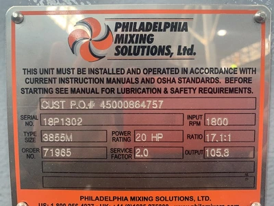 Philadelphia Mixer Type 3855M , Unused
