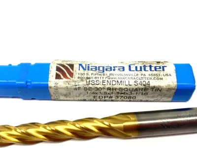 USED NIAGARA CUTTER SQUARE END MILL 4-FLUTE SE 30° 1/4 X 3/8 X 1-1/4 X 3-1/16
