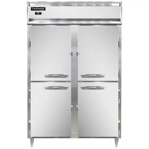 Continental D2RNSAHD 52" Two Section Reach In Refrigerator, (4) Left/right Hinge Solid Doors, Top Compressor, 115v