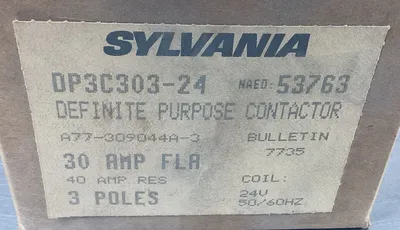 SYLVANIA DP3C303-24 CONTACTOR 30 AMP A77-309044A-3 3P 24V Coil 4E-34
