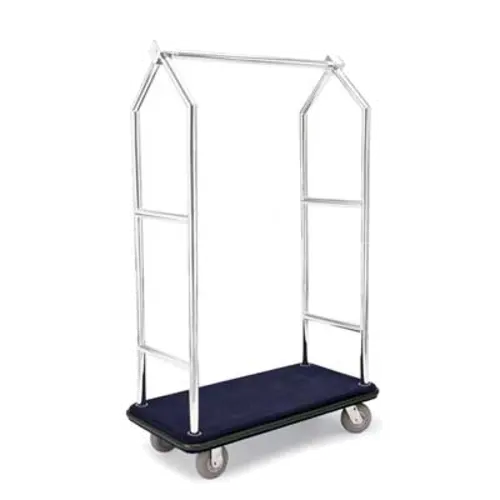 Forbes Industries Luggage Cart w/ Carpeted Deck - 43 1/2"L x 22"W x 69 1/2"H, Brushed Steel (2543-SS)