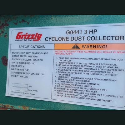 Used GRIZZLY INDUSTRIAL INC. G0441 Dust Collectors British Columbia CA | Savona Equipment LTD #1486716