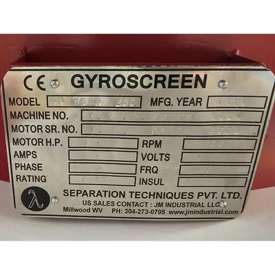 USED SEPARATION TECHNIQUES PVT LTD SA 1500 2SC