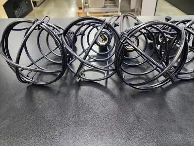 Used FalconRestaurantSupply Used Vintage Adjustable Pendant Lamp Fixture Black Cage (5) Restaurant Front of House Furnishings Illinois US | Falcon Restaurant Supply #1376756