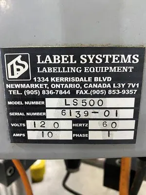 USED LABEL SYSTEMS LS 500