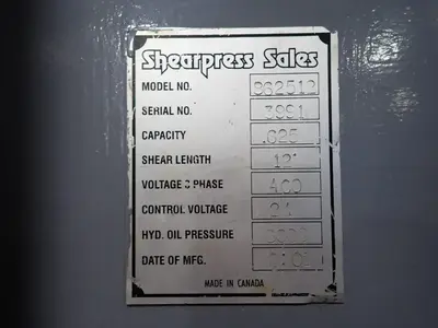 Used 2001 ACCURPRESS 862512 Power Squaring Shears (Inch) Ohio US | HGR 24 #901074