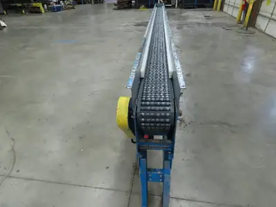 New London Engineering 8"x 20' Plastic Roller Belt Accumulating Conveyor 30 FPM