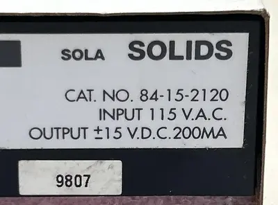 Used SOLA 84-15-2120 Miscellaneous Equipment (Electrical & Power) | Surplus Asset Holdings #1197300