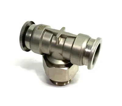 USED SMC METAL BRANCH TEE SWIVEL FITTING 16MM OD TUBE