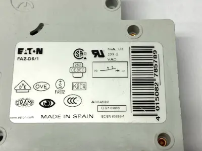 USED EATON MINIATURE CIRCUIT BREAKER 1 POLE 6A