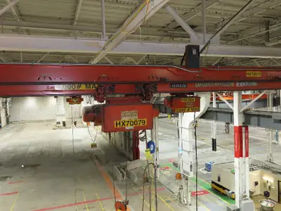 Cleveland Tramrail P&H 2 Ton Single Girder Underhung Bridge Crane 45' 10" Span