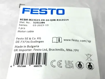 New | in-Stock Festo Motor Extension Cable 10m M23 RJ45 5251384 Cable & Wire Michigan US | Maverick Industrial Sales #1393036