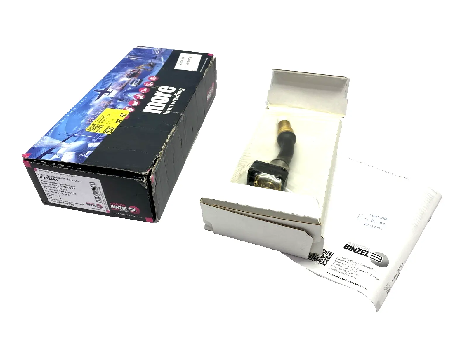 962.1549.1, 962.1549 | Abicor Binzel 962.1549 Torch Neck WH W500 22 Degree Swanneck 0.030" - 0.062" - New Other