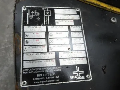 Big Joe PDI-24-A6 Walk Behind Pallet Lift Truck 2000lbs 24V Straddle Stacker