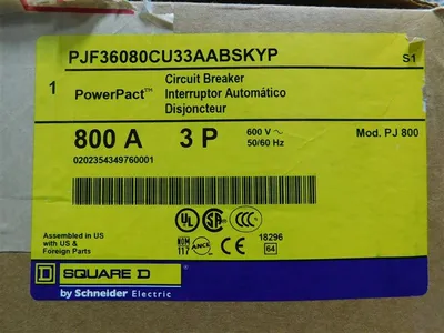 Square D PJF36080CU33AABSKYP PowerPact Circuit Breaker 800 Amps 600V 3 Pole New