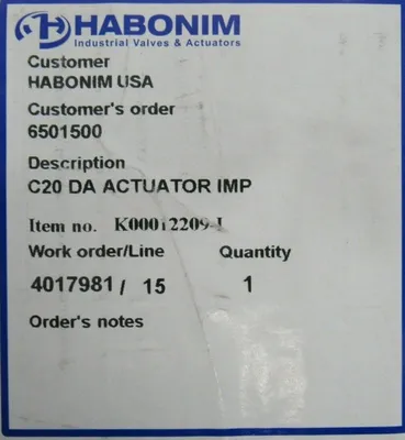 NEW HABONIM C20-DA-IMP ACTUATOR IMP K00012209-I C20DAIMP