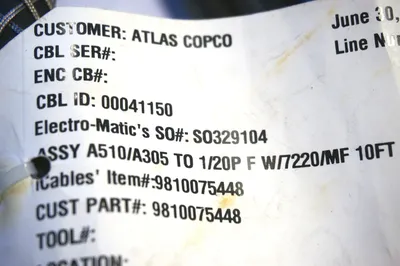 NEW ATLAS COPCO 9810075448 CABLE ASSEMBLY