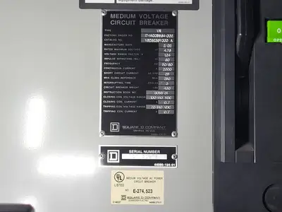 2000 Amps, 4760 Volts, 3 Phase Switchgear Unit