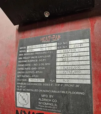 Used ALDRICH A3S5-85-G/A3S5R-C-85-G Boilers New York US | DH Griffin Used Equipment #1455502