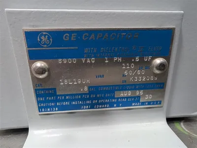 General Electric 18L19UH Dielektrol IV Capacitor 6900VAC Used