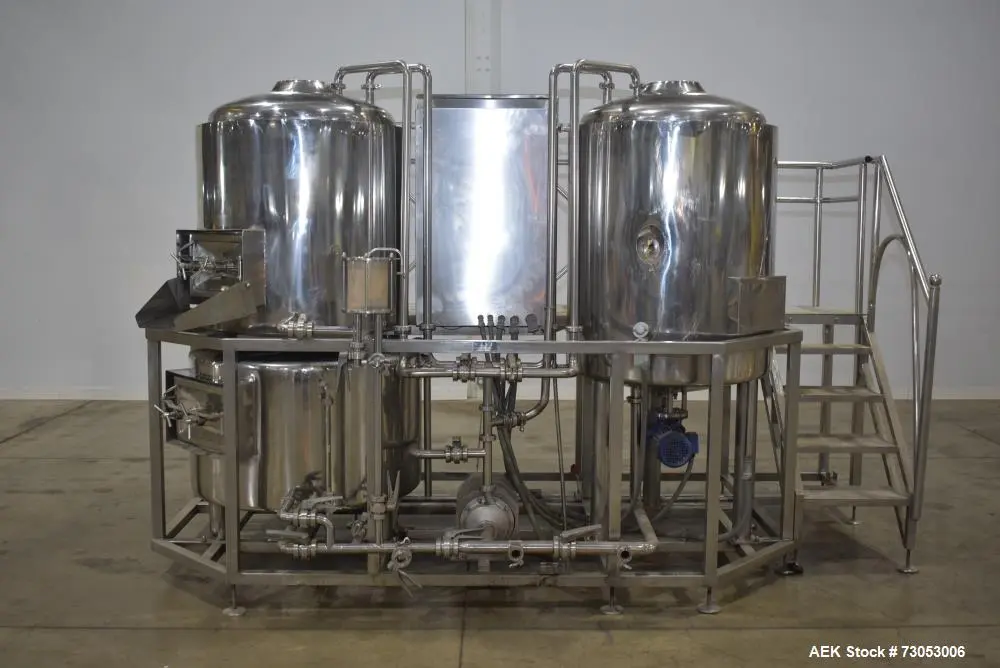 Used Allied Beverage Tanks 3.5 BBL Stainless Steel Brewhouse System – Complete Setup