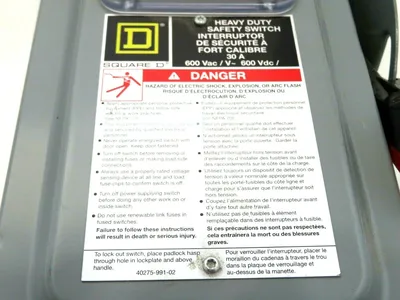 USED SQUARE D CHU361AWK HEAVY DUTY SAFETY SWITCH