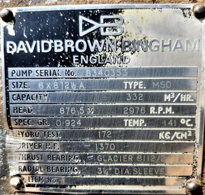USED SULZER BINGHAM 6X8X12.5A MSD