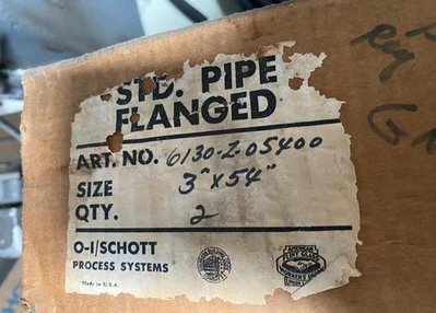 Lot of 2 Glass STD Flange Pipe Glass Tube 3 x 55 Schott