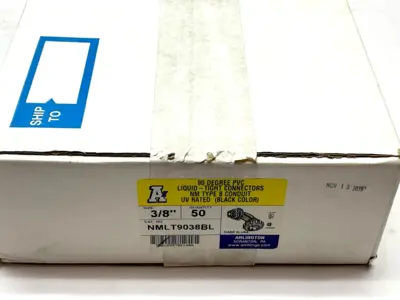 Arlington NMLT9038BL Non-Metallic 90 Degree Connector 3/8" PKG OF 50