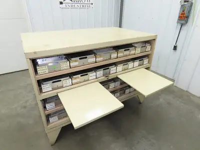 Modular Industrial Storage Cabinet 20 Drawer 61.5x38x34.5" Vintage 17x10" Trays