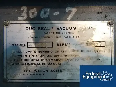 USED Welch Welch Vacuum Pump, Model 1403, 0.5 HP