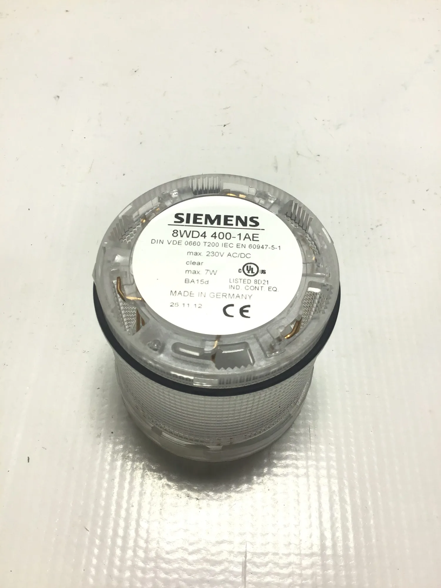 Siemens 8WD4400-1AE Signaling Column Continuous Light Element 7W 230VAC/DC