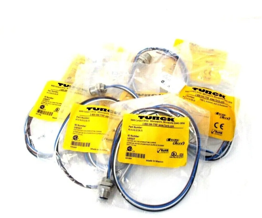 LOT OF 14 NEW TURCK FS 4.4-0.5/18.25 RECEPTACLE U9507 FS44051825