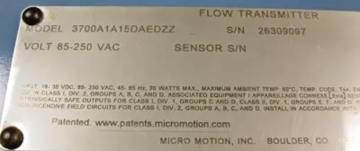 NEW Micromotion 3700 A1A15DAEDZZ