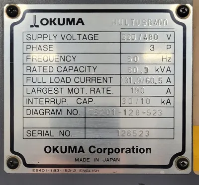 2007 OKUMA MULTUS B400-W CNC, Turning Center | Machinery Central (25)