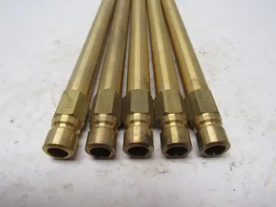 0.533"OD. Brass Mold Extension Plug 10" OAL. Lot of 5
