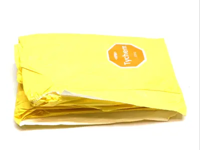 NEW DUPONT TYCHEM 2000 COVERALL XL YELLOW ATTACHED HOOD