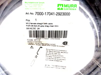 NEW MURR ELEKTRONIK 7000-17041-2923000 M12 FEMALE STRAIGHT W/CABLE