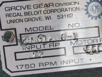 NEW GROVE GEAR M01206-1 FLEXALINE GEAR REDUCER 1750 RPM, M012061