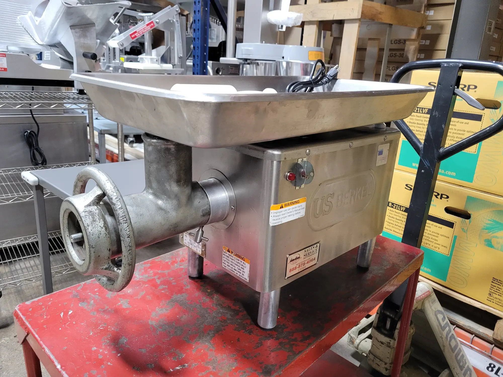 Used Berkel E-222 Commercial Meat Grinder - 1HP, 110 Volts