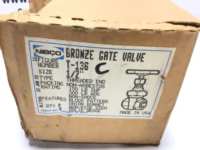 NIBCO 1/2 in T-136 – Gate Valve – Bronze, Non-Rising Stem, Union Bonnet, Threaded