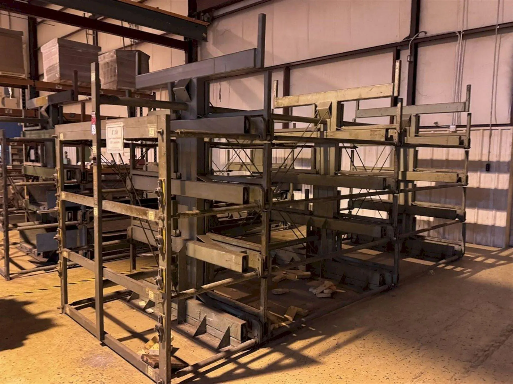 STEEL STORAGE SYSTEM 4T-3G-30X12R-20' RETRACTABLE ARM STOCK RACK. STOCK # 1109925