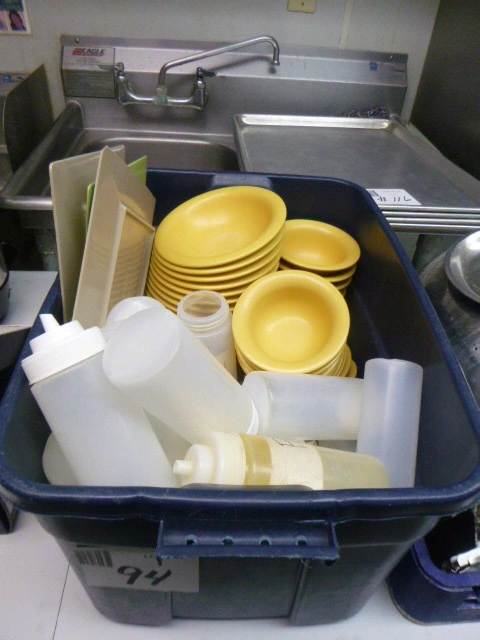Tote of Bowls and Squeeze Bottles
