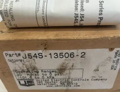 NEW UNITED ELECTRIC J54S-135062 PRESSURE SWITCH J54S135062