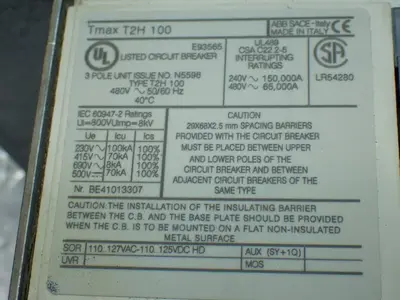 USED ABB TMAX T2H 100