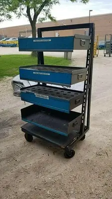 Portable Cat 40/50 Tool Holder Carts w/Adjustable Shelves, 3-4 Shelves/Unit