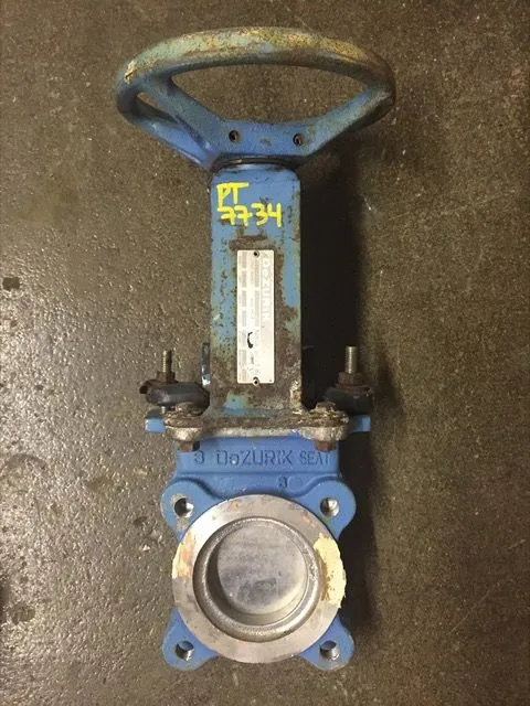 Dezurik 3" Knife Gate Valve Hand Wheel Operated