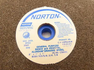 Norton 6A090 8x1x1" Bench & Pedestal Alundum Grinding Wheel Coarse 36/46 Grit