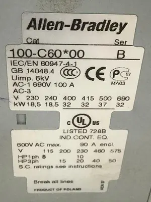 USED ALLEN BRADLEY 100-C60.00 SER B